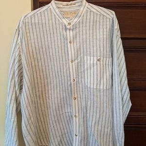 Joseph Abboud linen collarless button down